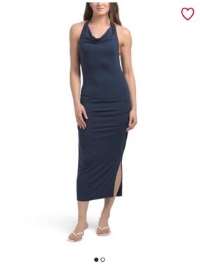 Michael Stars Navy Halter Midi Dress Skirt with Side Slit